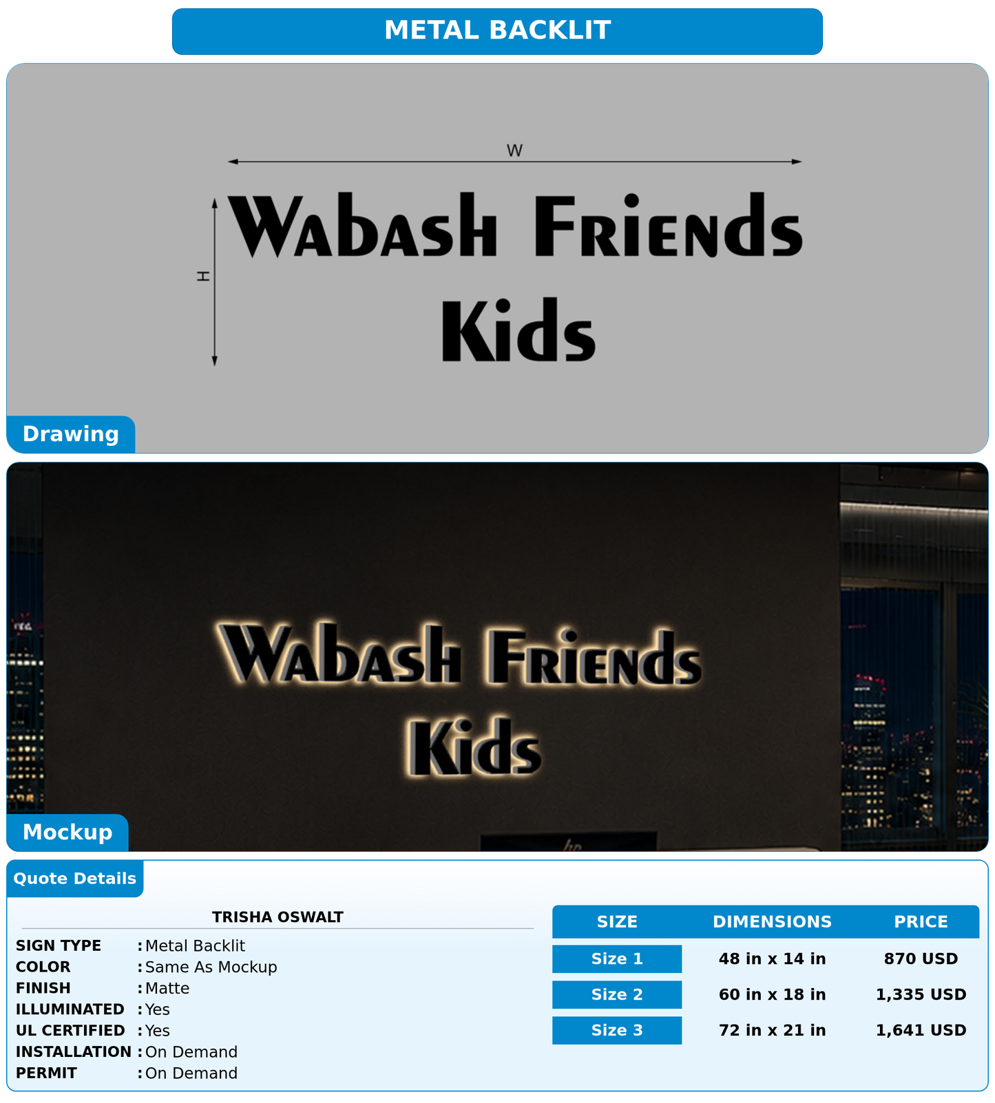 CUSTOM MOCKUP SIGN FOR Trisha Oswalt
