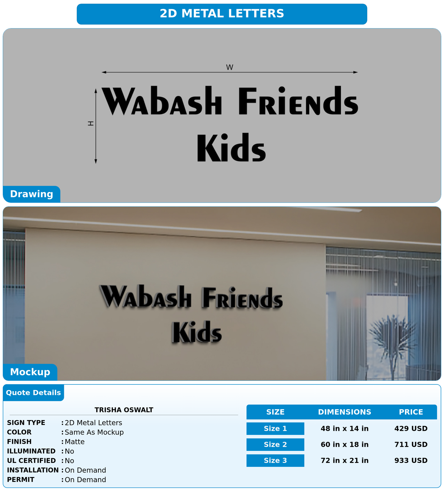 CUSTOM MOCKUP SIGN FOR Trisha Oswalt