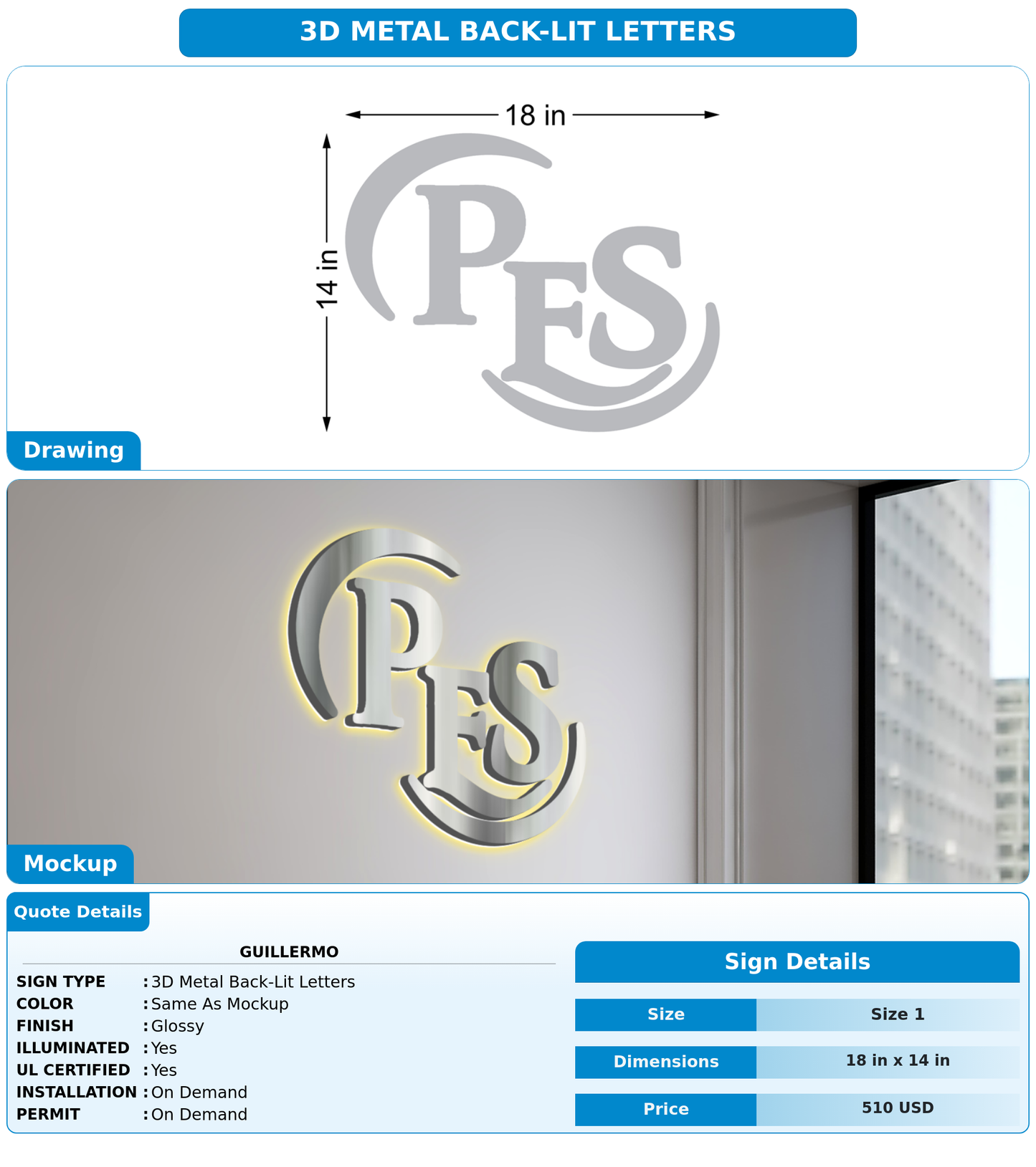 CUSTOM MOCKUP SIGN FOR Guillermo