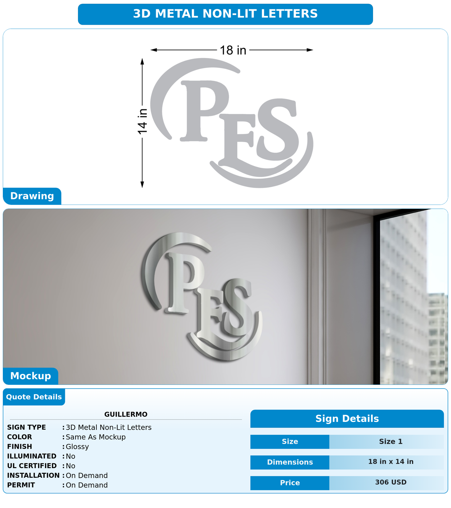 CUSTOM MOCKUP SIGN FOR Guillermo