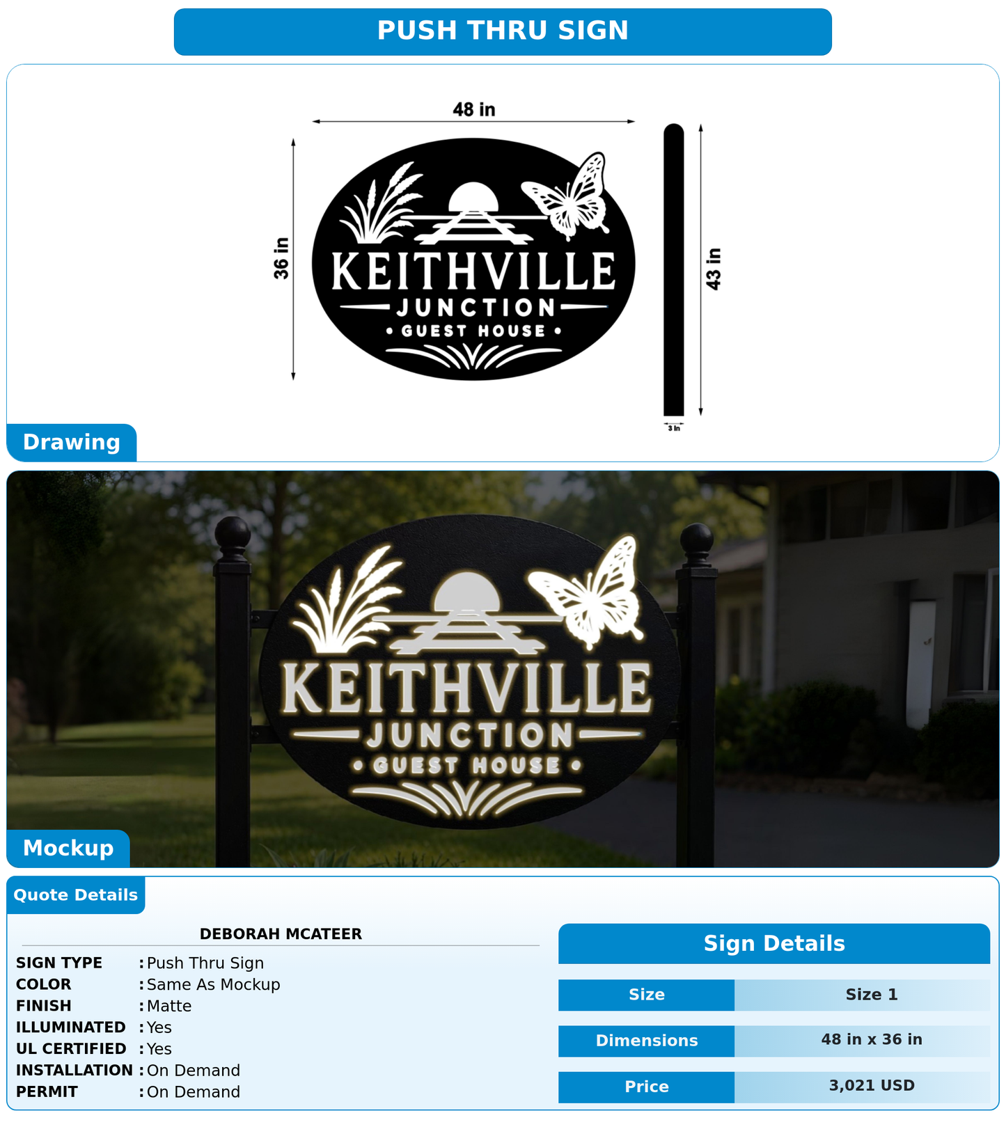 CUSTOM MOCKUP SIGN FOR Deborah McAteer