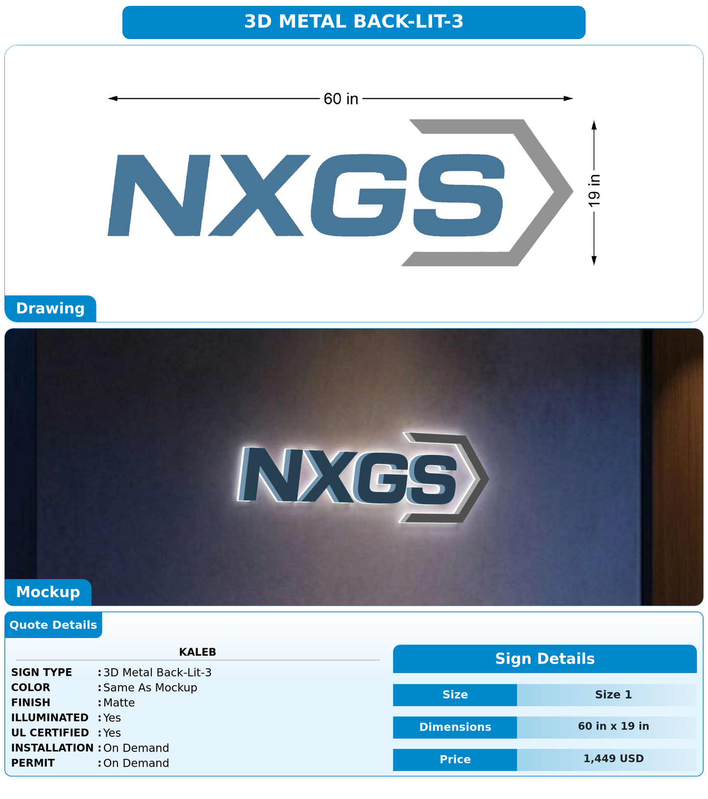 CUSTOM MOCKUP SIGN FOR Kaleb