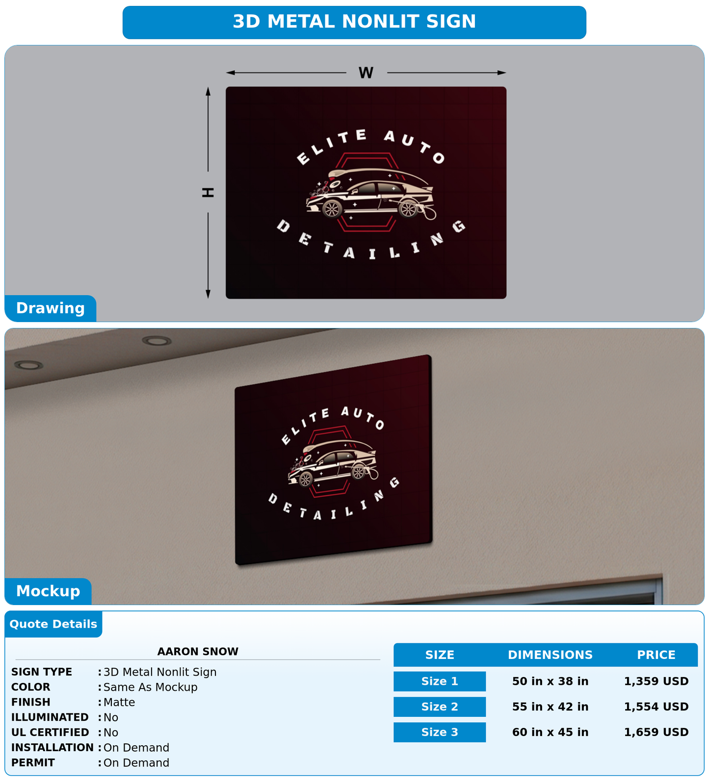CUSTOM MOCKUP SIGN FOR Aaron snow