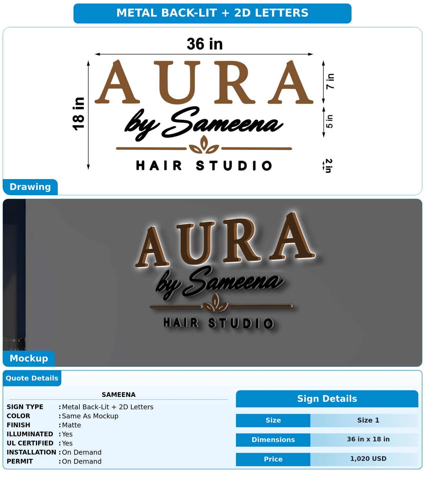 CUSTOM MOCKUP SIGN FOR Sameena