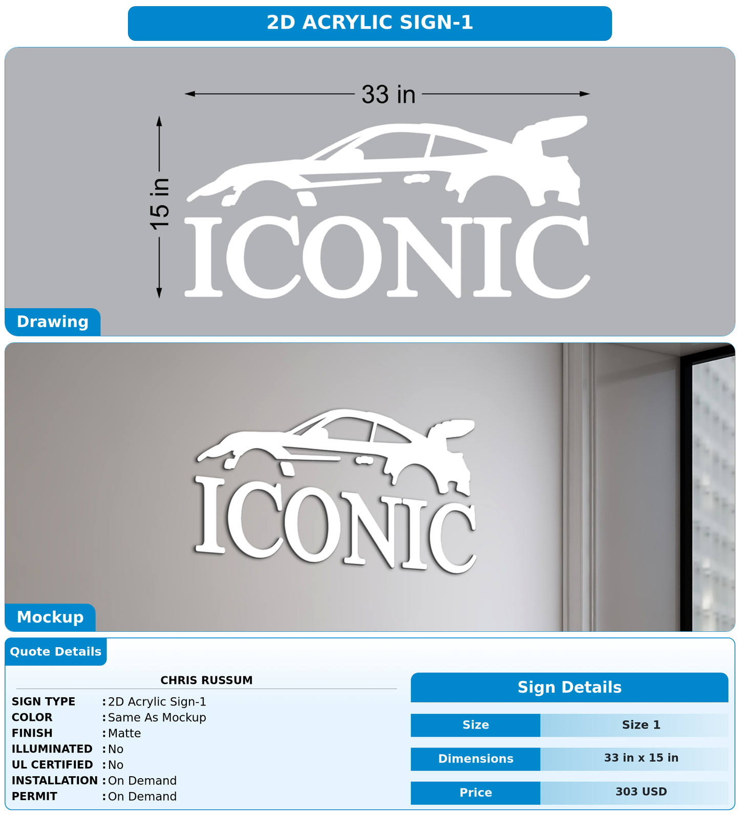 CUSTOM MOCKUP SIGN FOR Chris Russum
