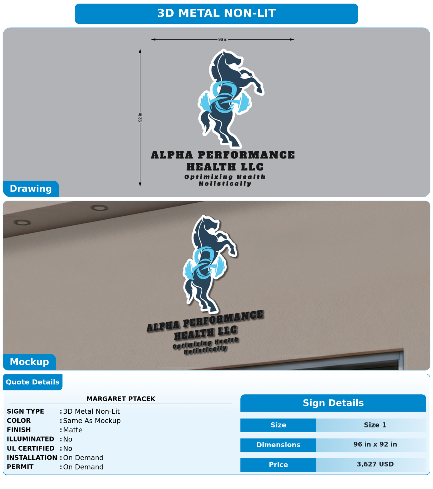 CUSTOM MOCKUP SIGN FOR Margaret Ptacek