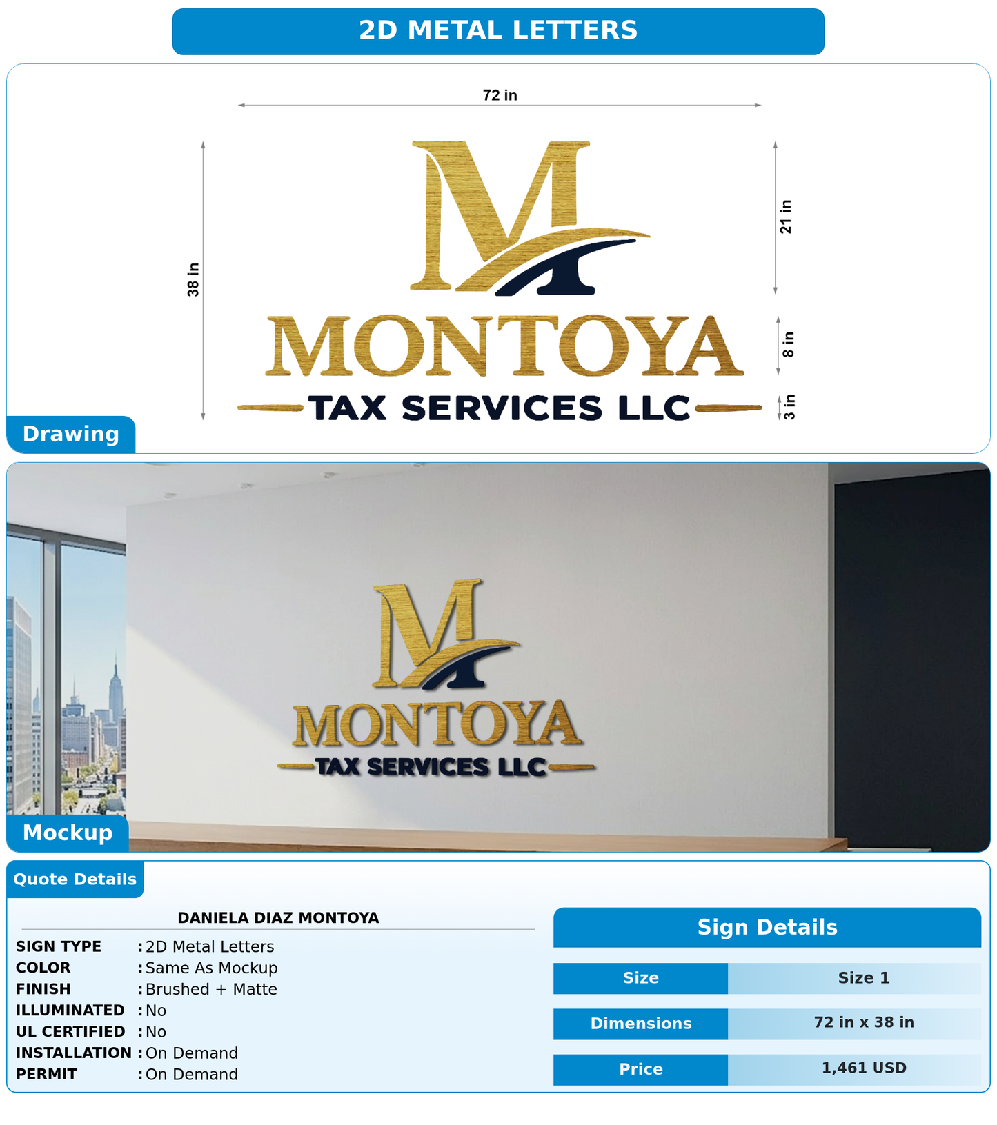 CUSTOM MOCKUP SIGN FOR Daniela Diaz Montoya