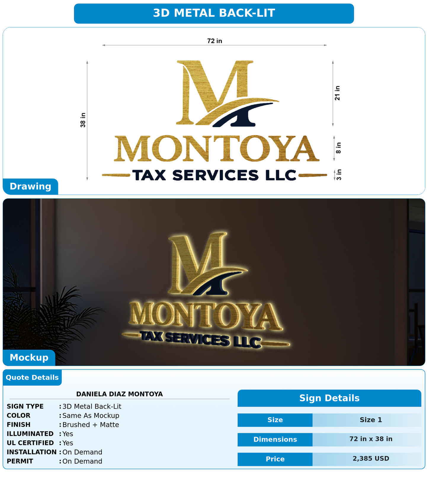 CUSTOM MOCKUP SIGN FOR Daniela Diaz Montoya