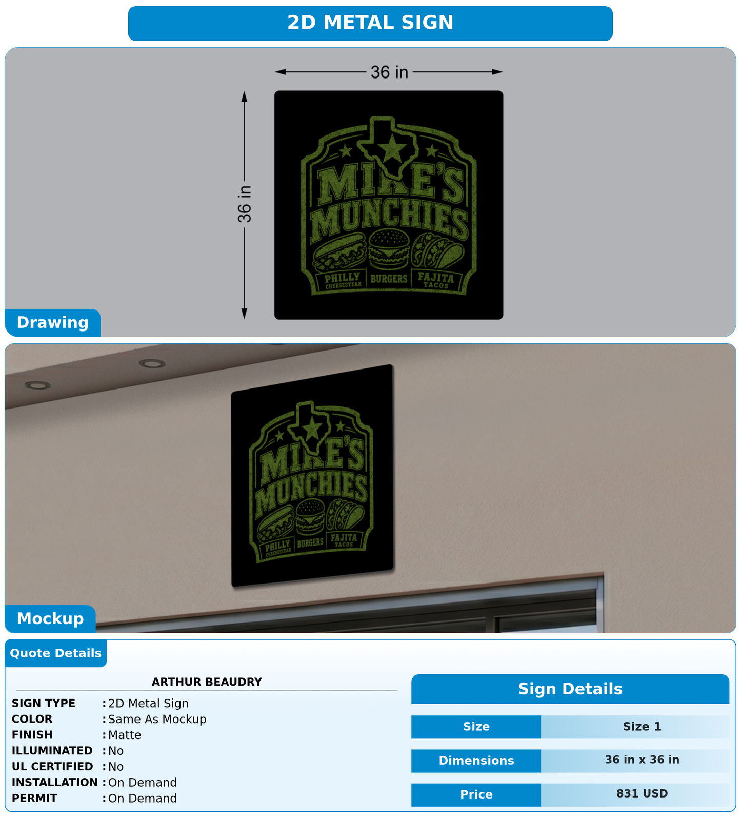 CUSTOM MOCKUP SIGN FOR Arthur Beaudry
