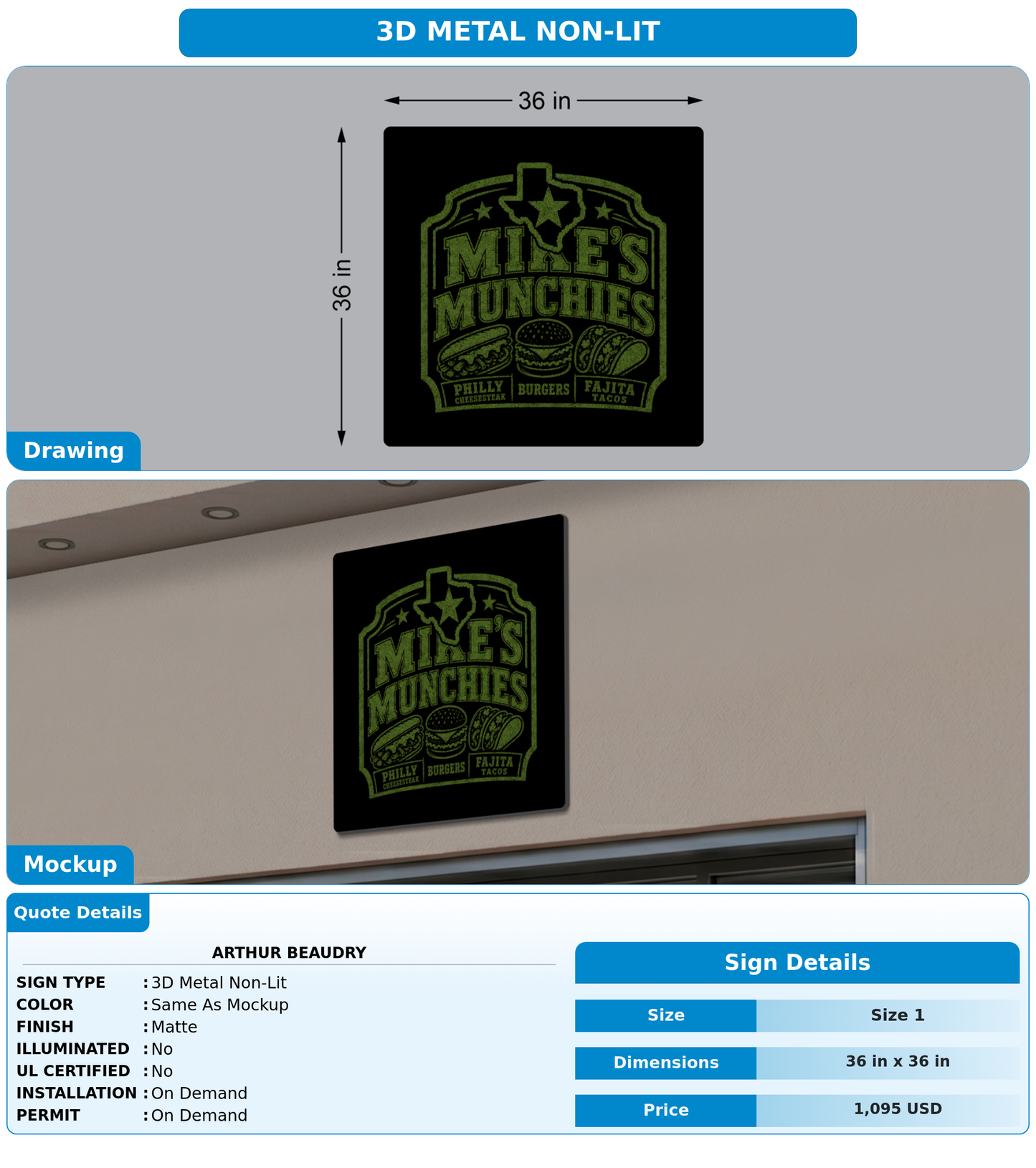 CUSTOM MOCKUP SIGN FOR Arthur Beaudry