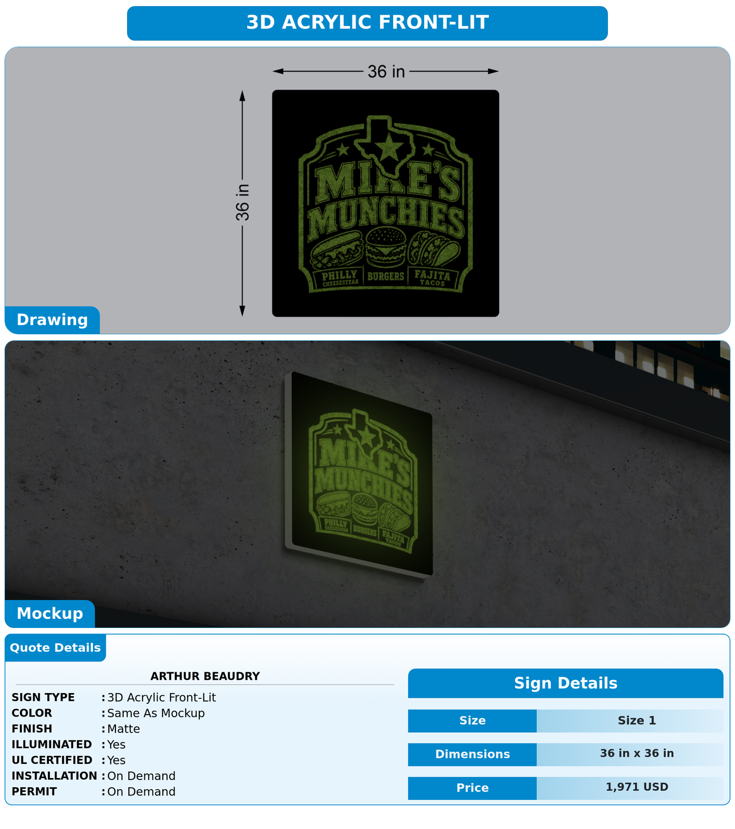CUSTOM MOCKUP SIGN FOR Arthur Beaudry