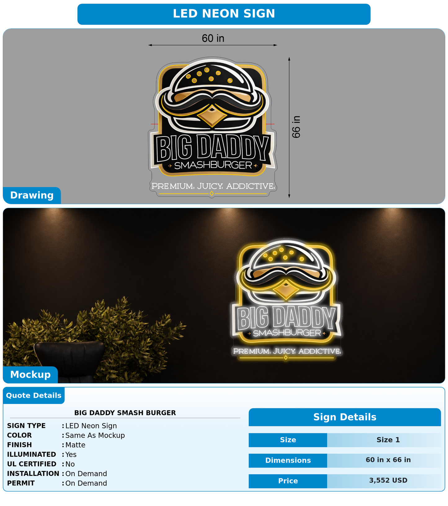CUSTOM MOCKUP SIGN FOR Big daddy Smash burger