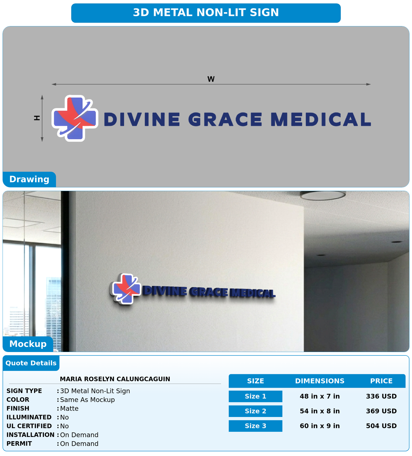 CUSTOM MOCKUP SIGN FOR Maria Roselyn Calungcaguin