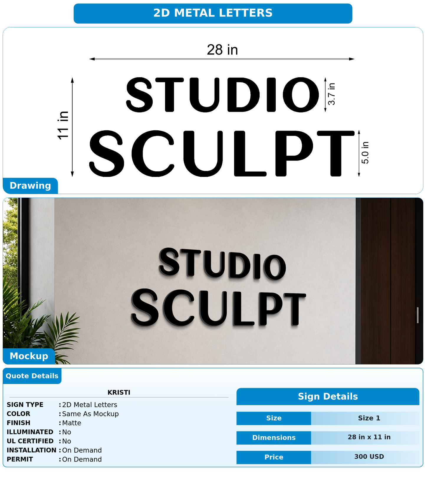 CUSTOM MOCKUP SIGN FOR Kristi