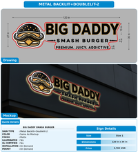 CUSTOM MOCKUP SIGN FOR Big daddy Smash burger