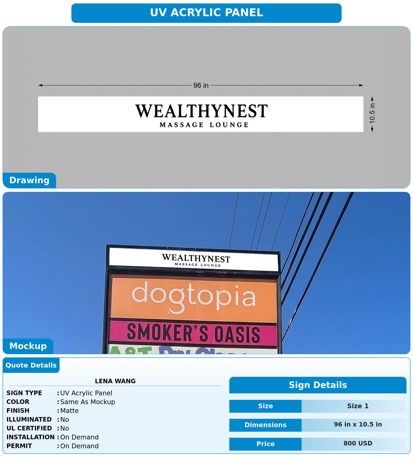 CUSTOM MOCKUP SIGN FOR Lena Wang