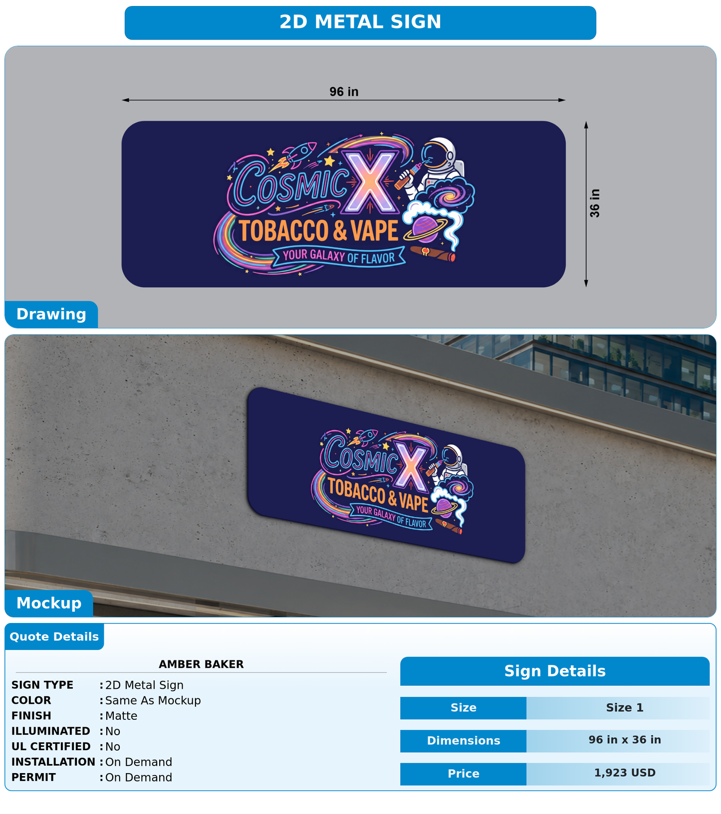 CUSTOM MOCKUP SIGN FOR Amber baker