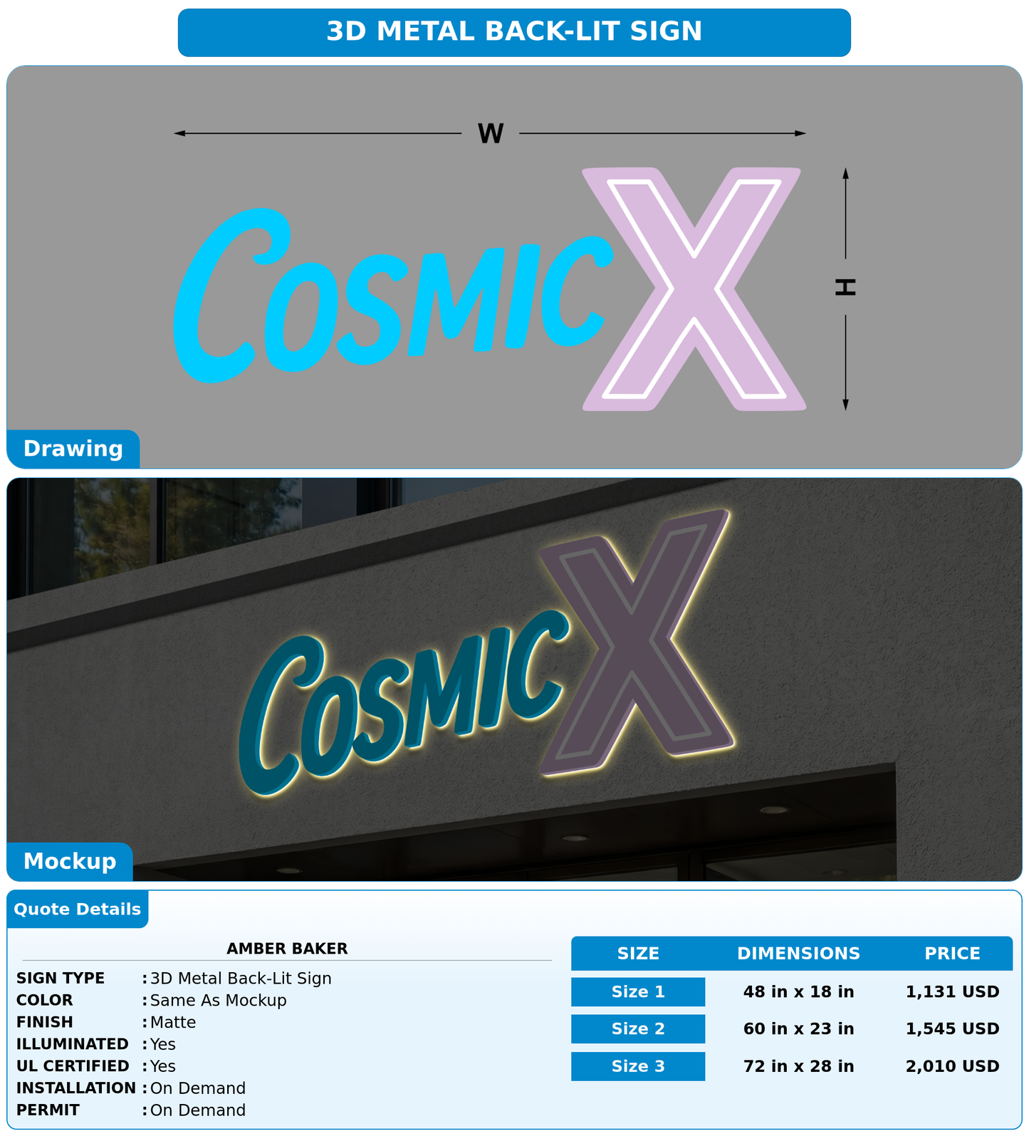 CUSTOM MOCKUP SIGN FOR Amber baker