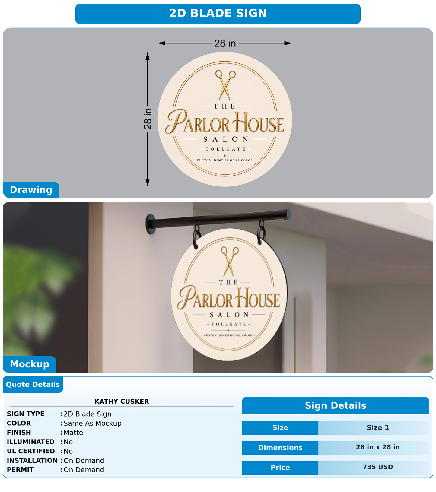 CUSTOM MOCKUP SIGN FOR Kathy cusker