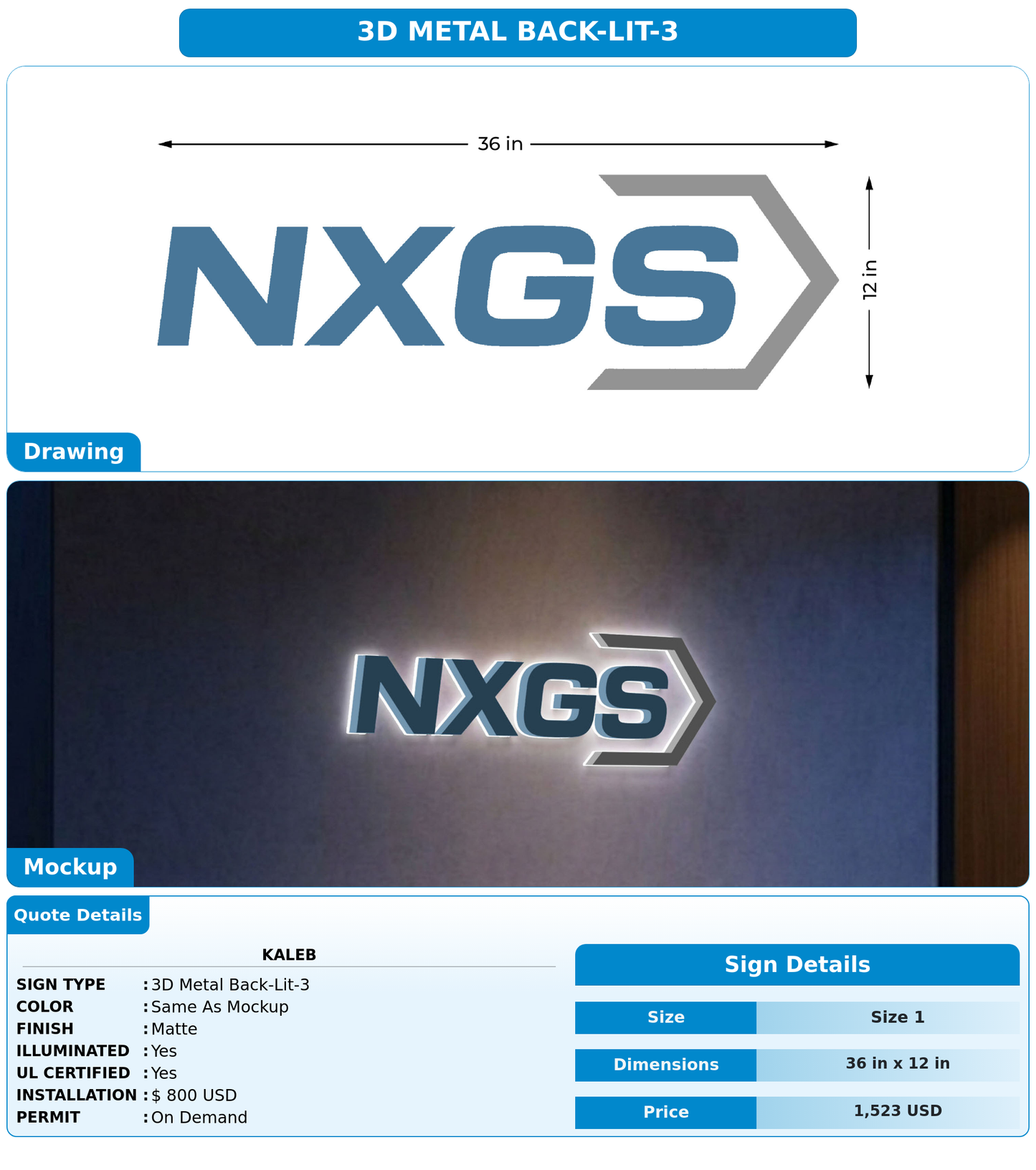 CUSTOM MOCKUP SIGN FOR Kaleb