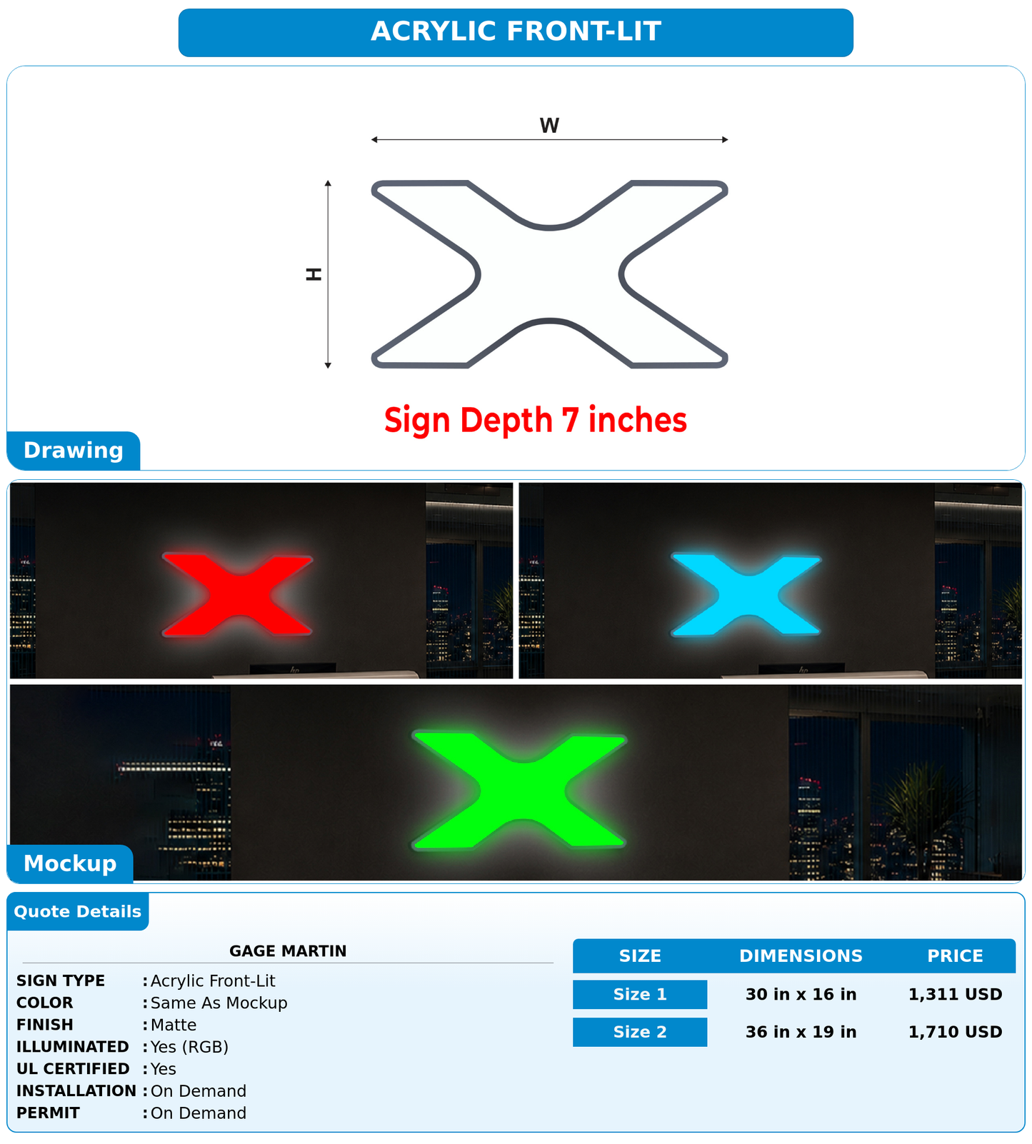 CUSTOM MOCKUP SIGN FOR Gage Martin