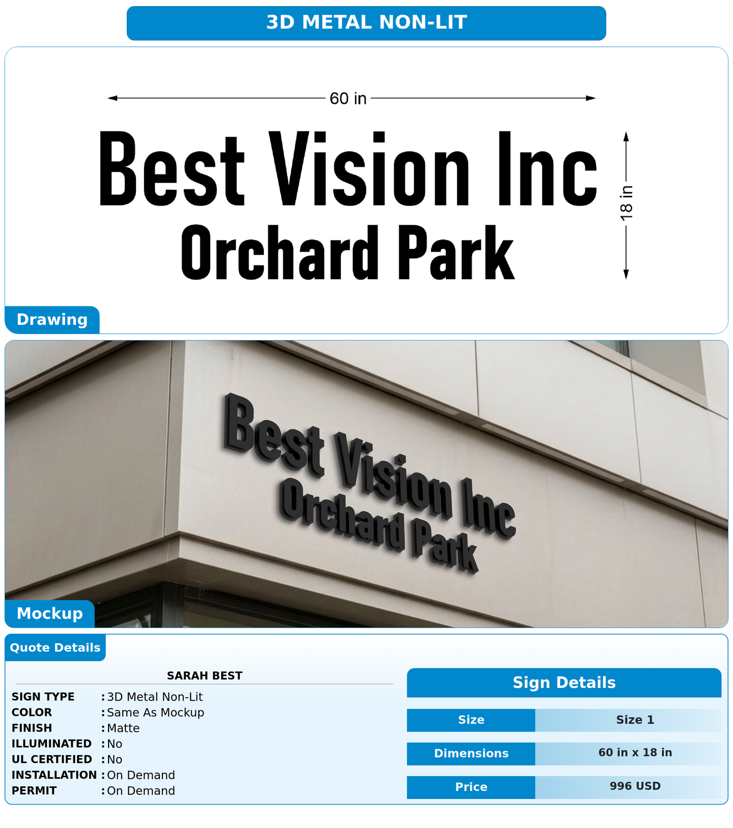 CUSTOM MOCKUP SIGN FOR Sarah  Best