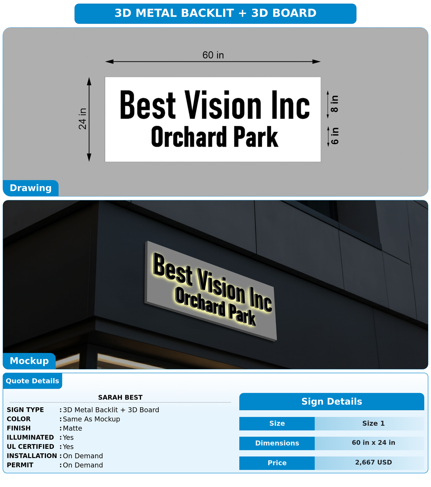 CUSTOM MOCKUP SIGN FOR Sarah  Best
