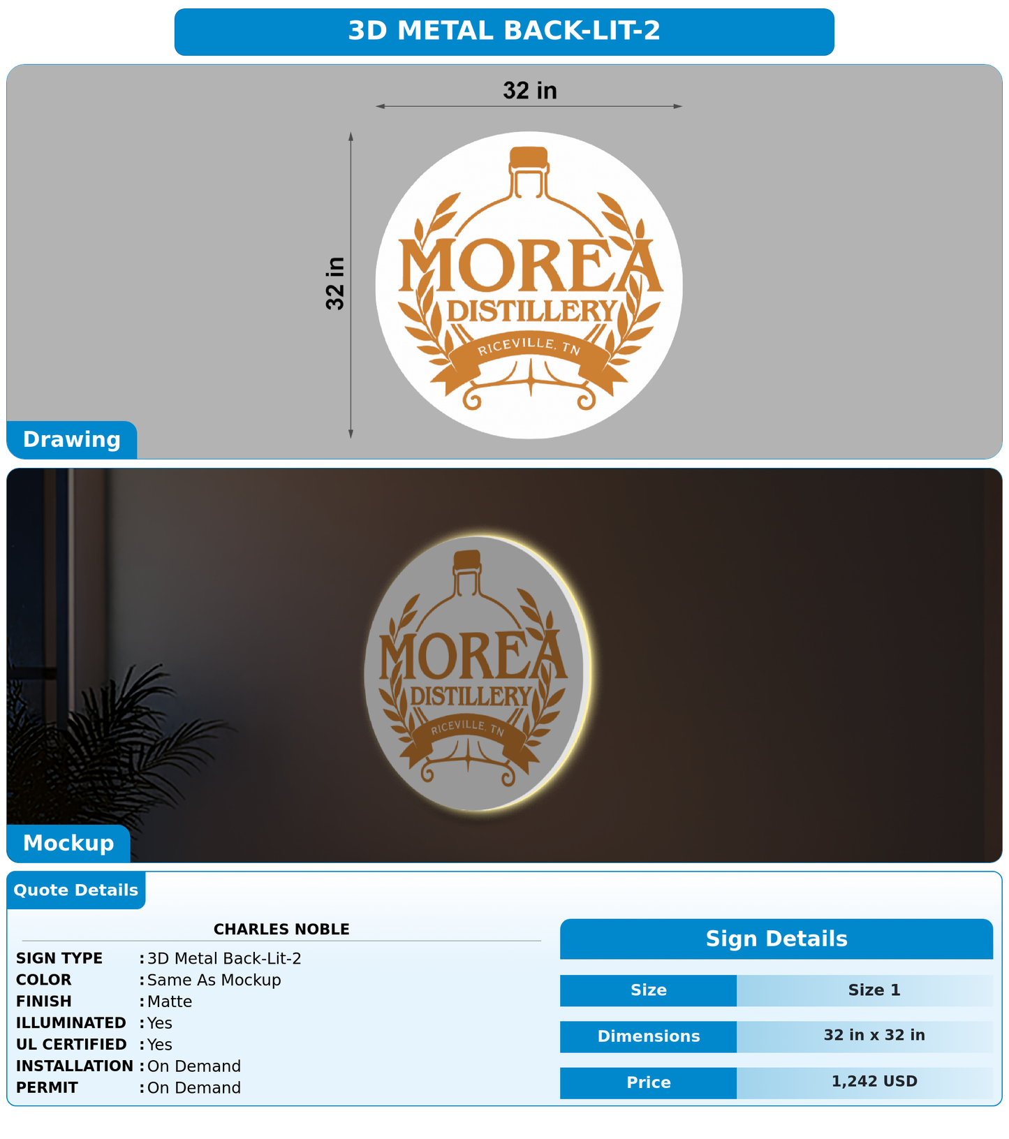 CUSTOM MOCKUP SIGN FOR CHARLES NOBLE