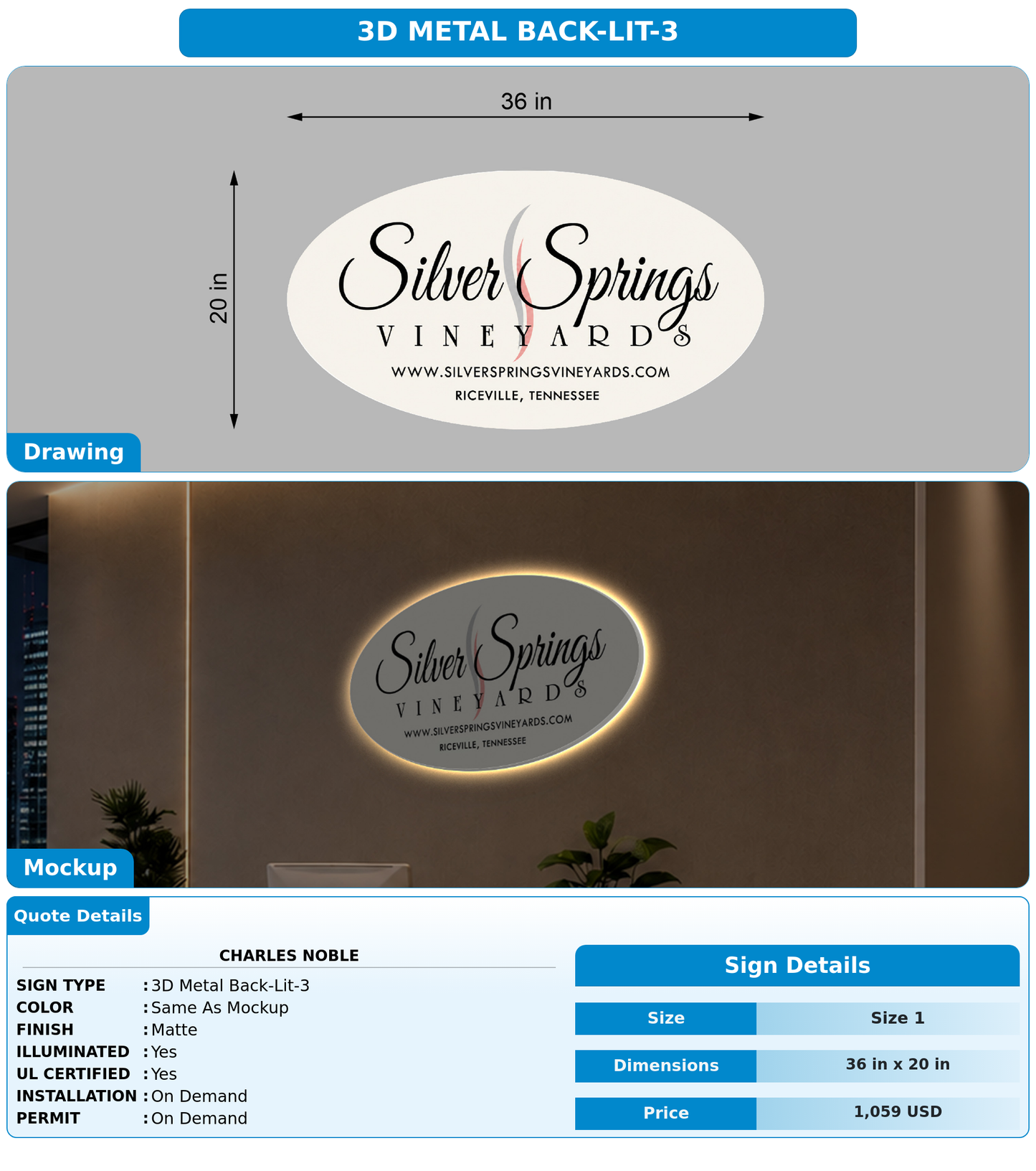 CUSTOM MOCKUP SIGN FOR CHARLES NOBLE