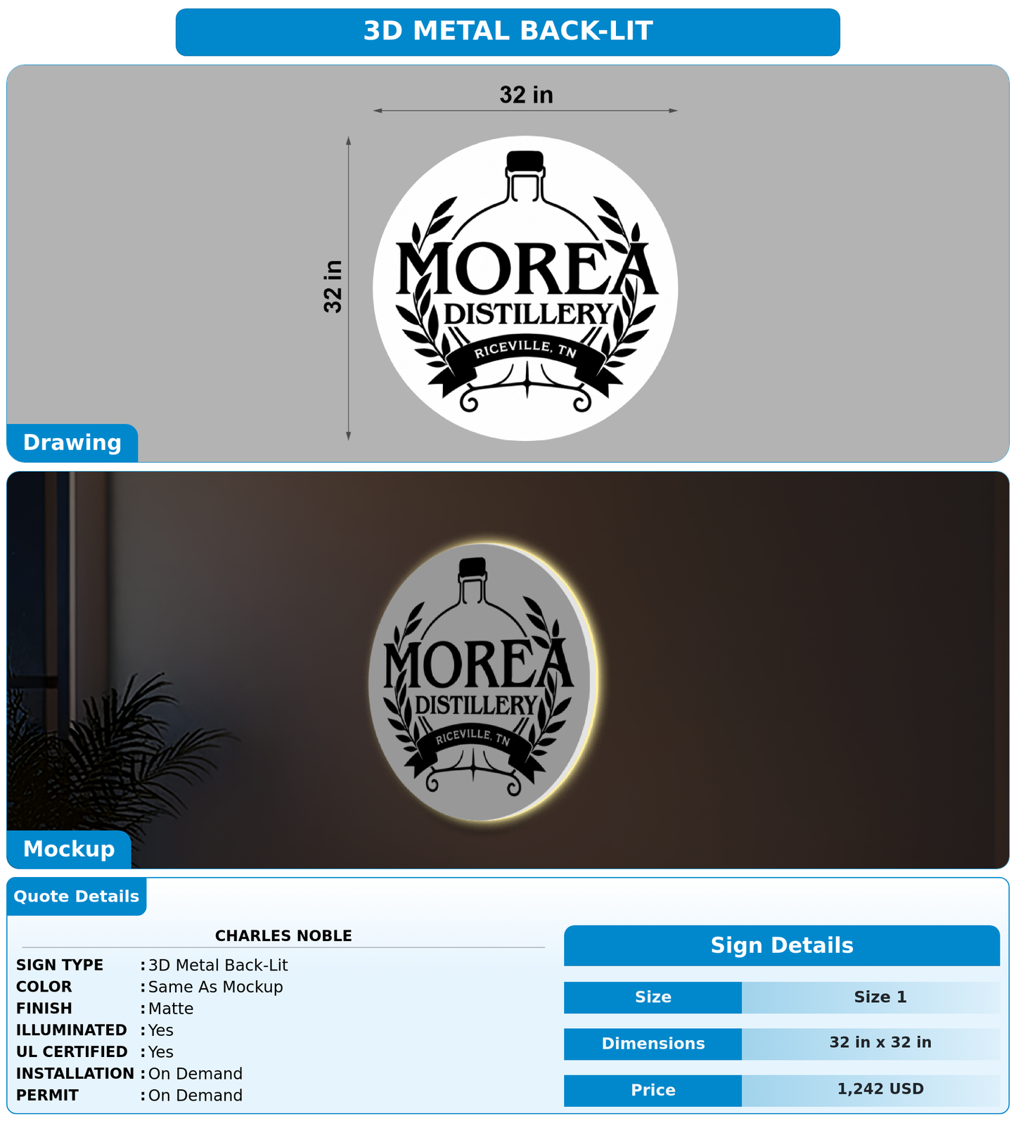 CUSTOM MOCKUP SIGN FOR CHARLES NOBLE