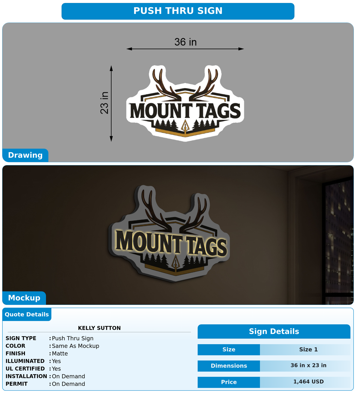 CUSTOM MOCKUP SIGN FOR Kelly Sutton