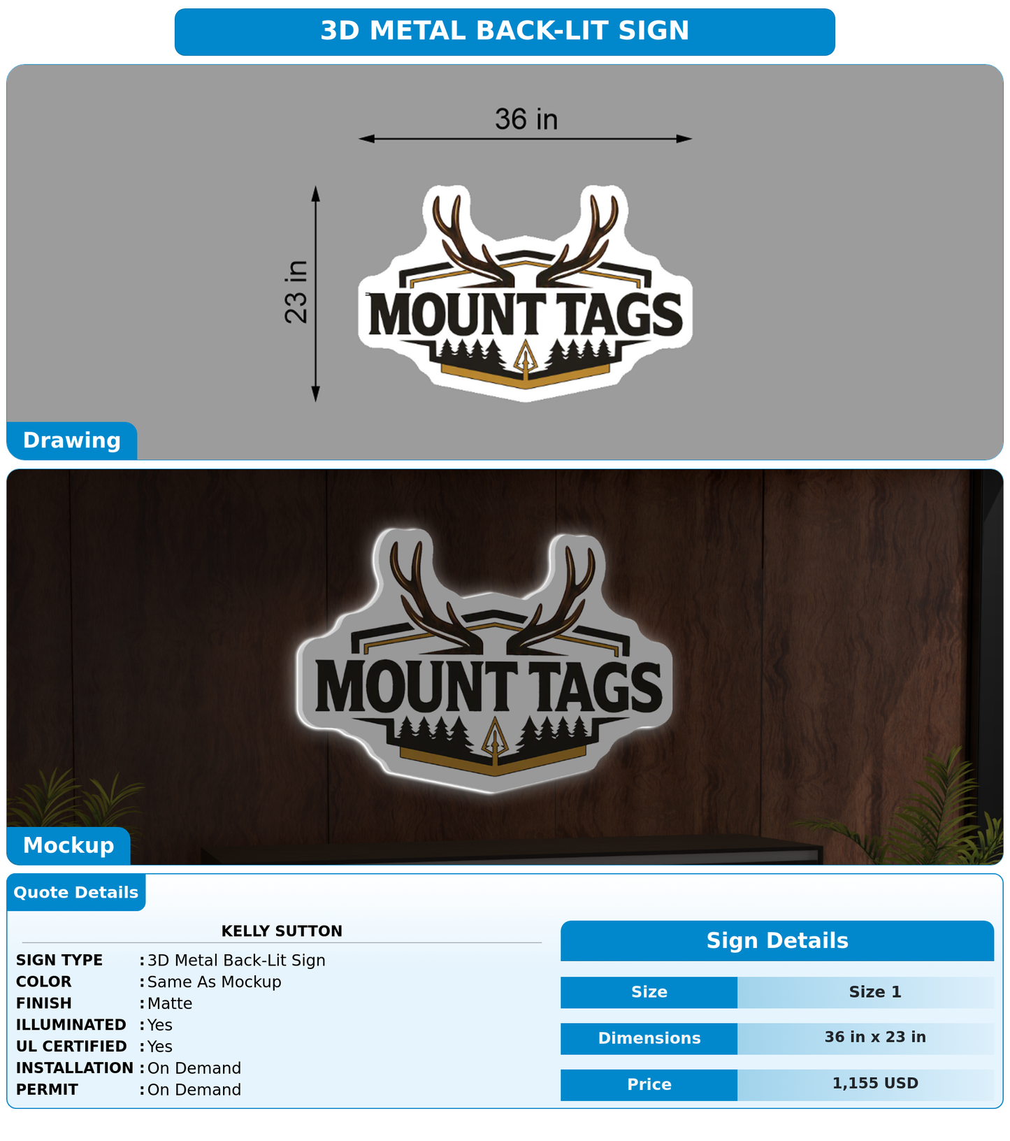 CUSTOM MOCKUP SIGN FOR Kelly Sutton