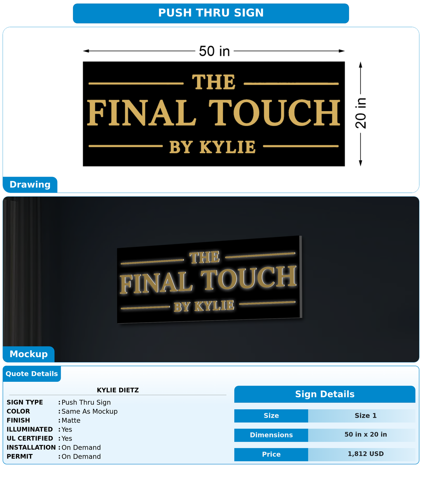 CUSTOM MOCKUP SIGN FOR Kylie Dietz