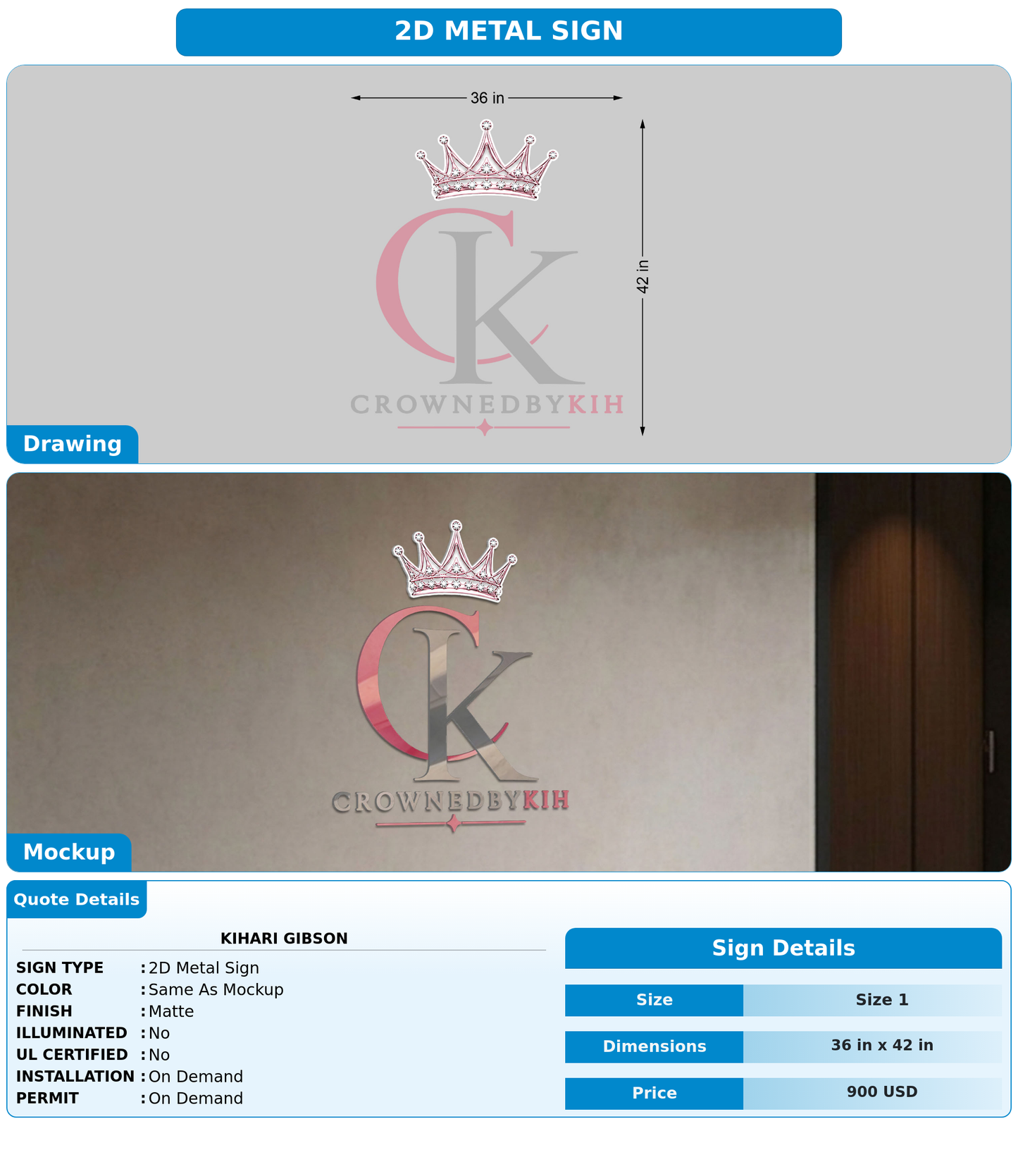 CUSTOM MOCKUP SIGN FOR Kihari Gibson