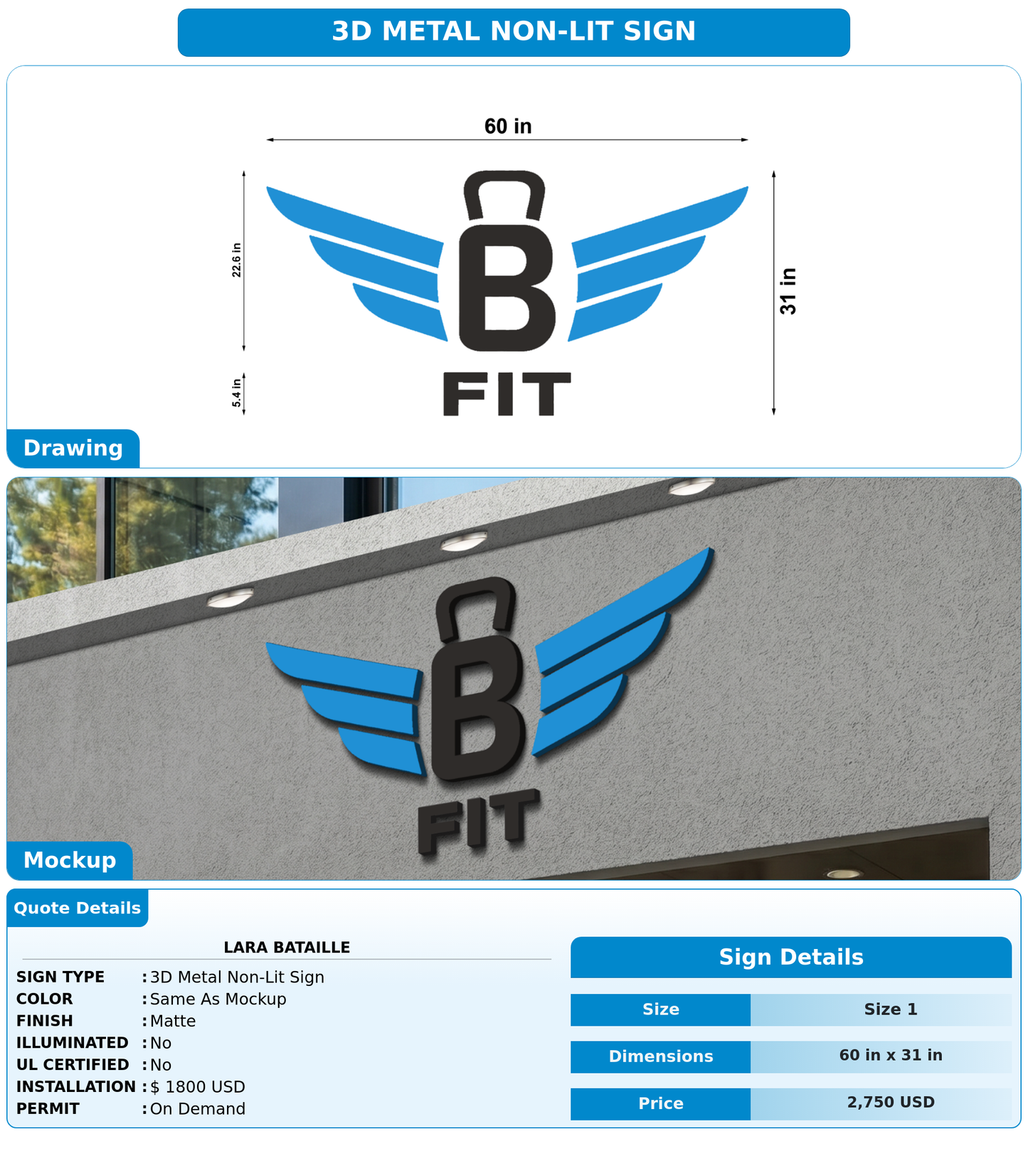 CUSTOM MOCKUP SIGN FOR Lara Bataille