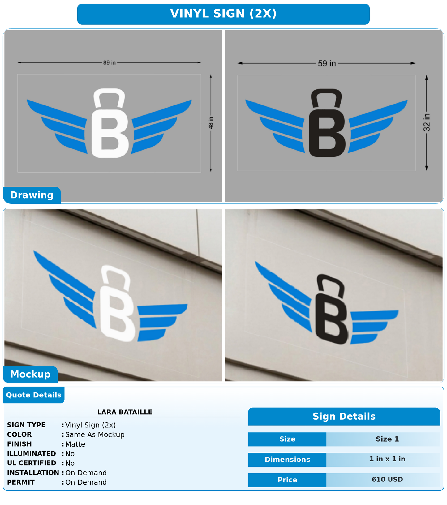 CUSTOM MOCKUP SIGN FOR Lara Bataille