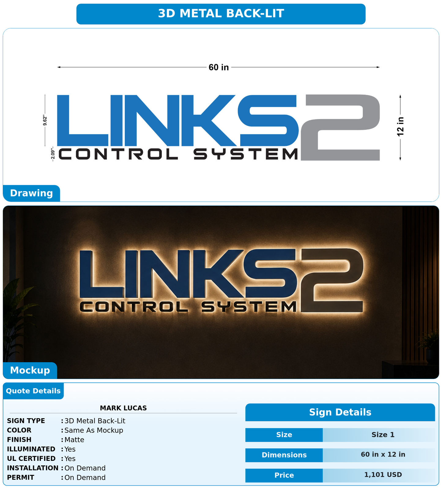 CUSTOM MOCKUP SIGN FOR Mark LUCAS