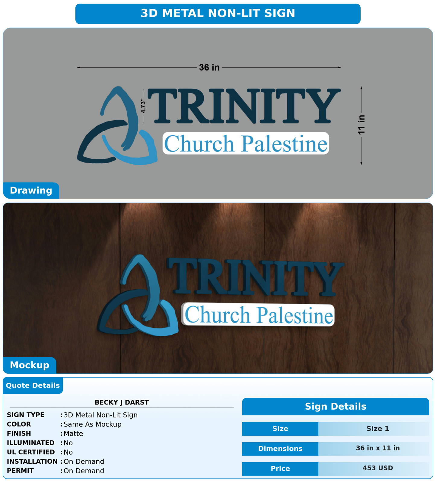 CUSTOM MOCKUP SIGN FOR Becky J Darst