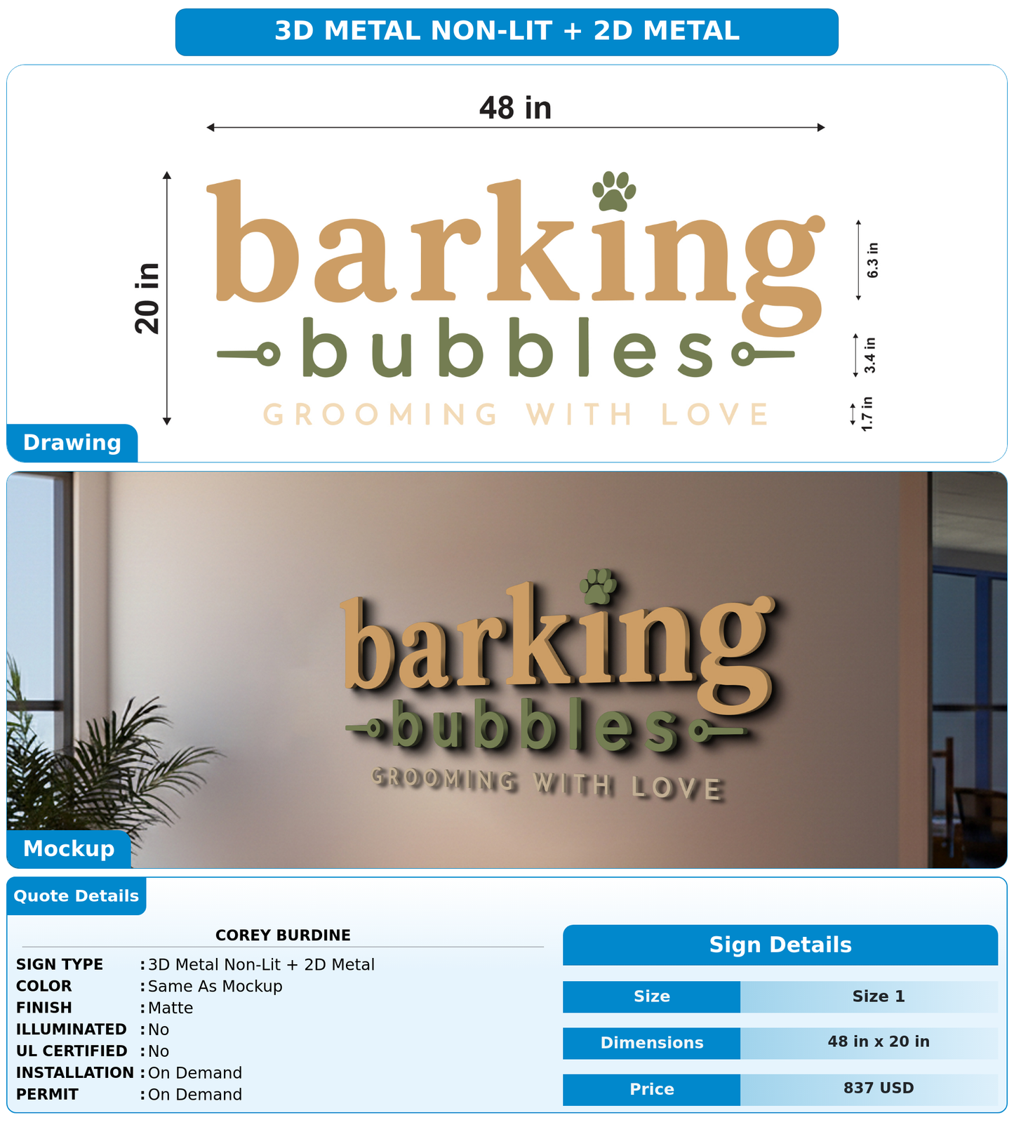 CUSTOM MOCKUP SIGN FOR COREY BURDINE