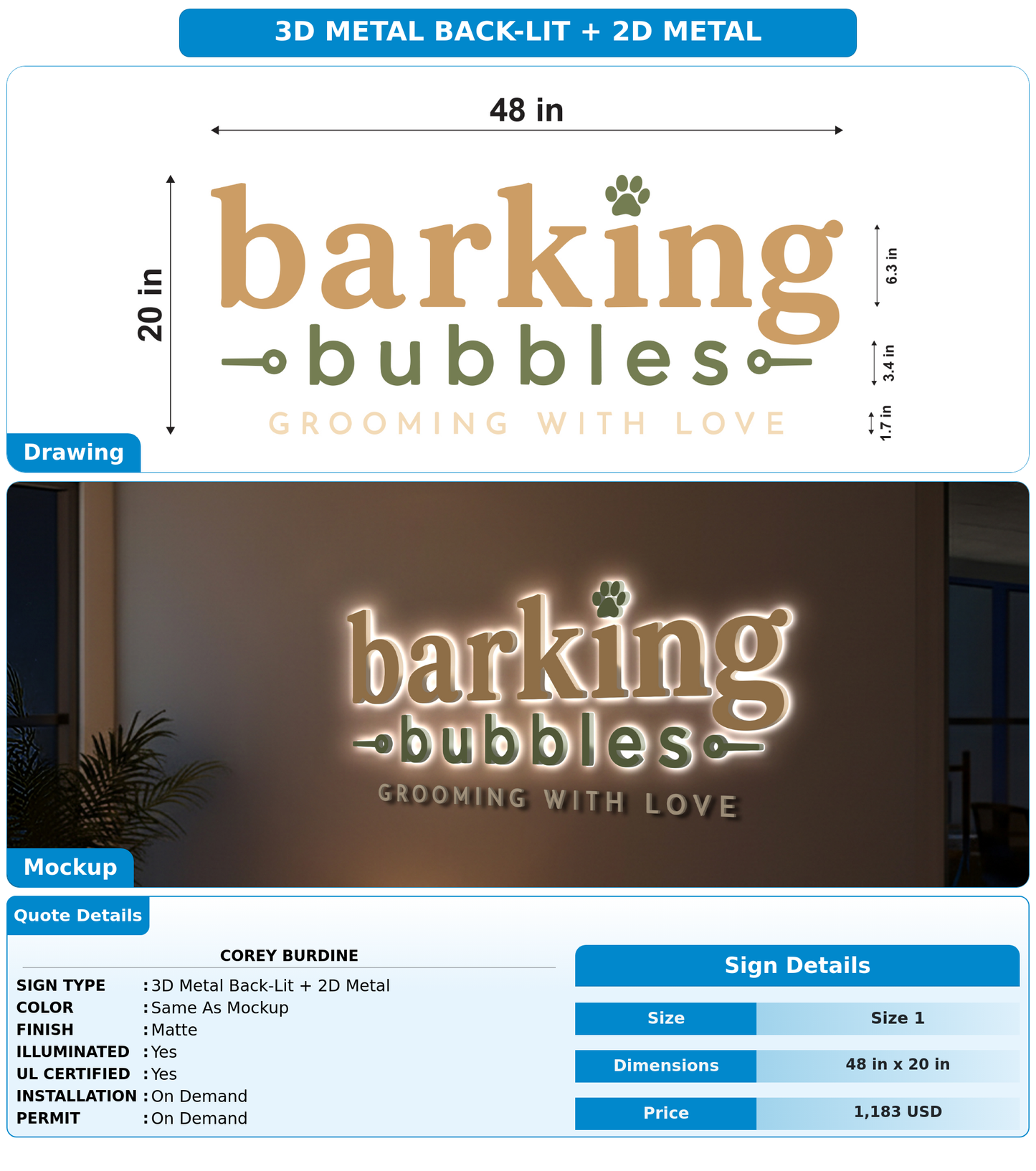 CUSTOM MOCKUP SIGN FOR COREY BURDINE