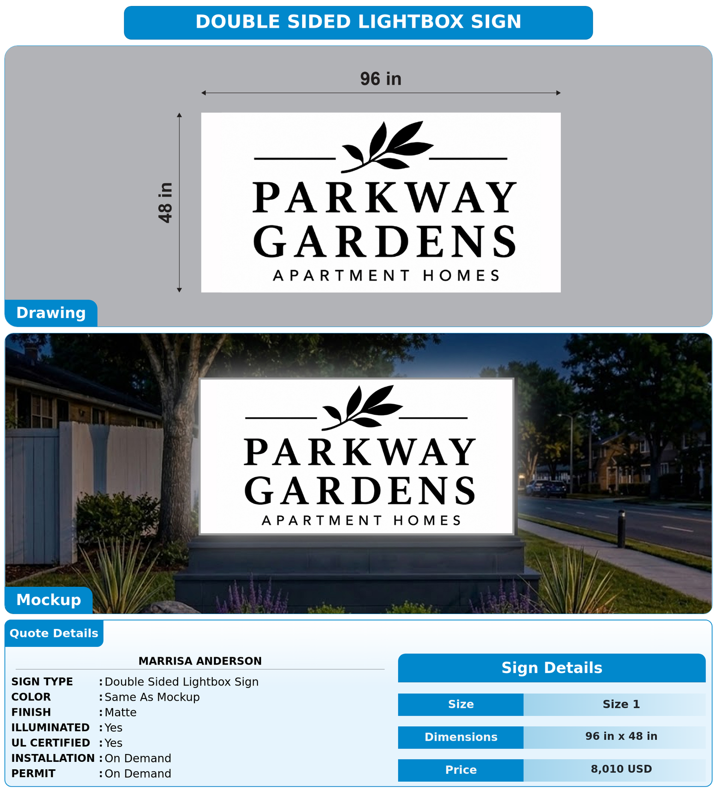 CUSTOM MOCKUP SIGN FOR Marrisa Anderson