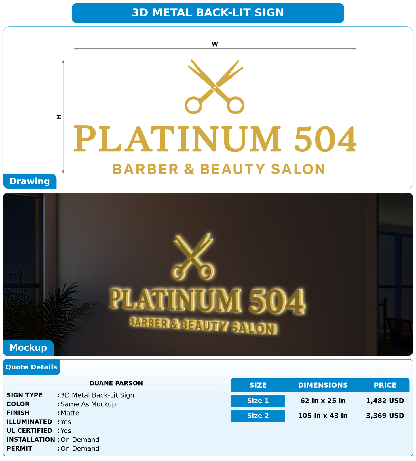 CUSTOM MOCKUP SIGN FOR Duane Parson