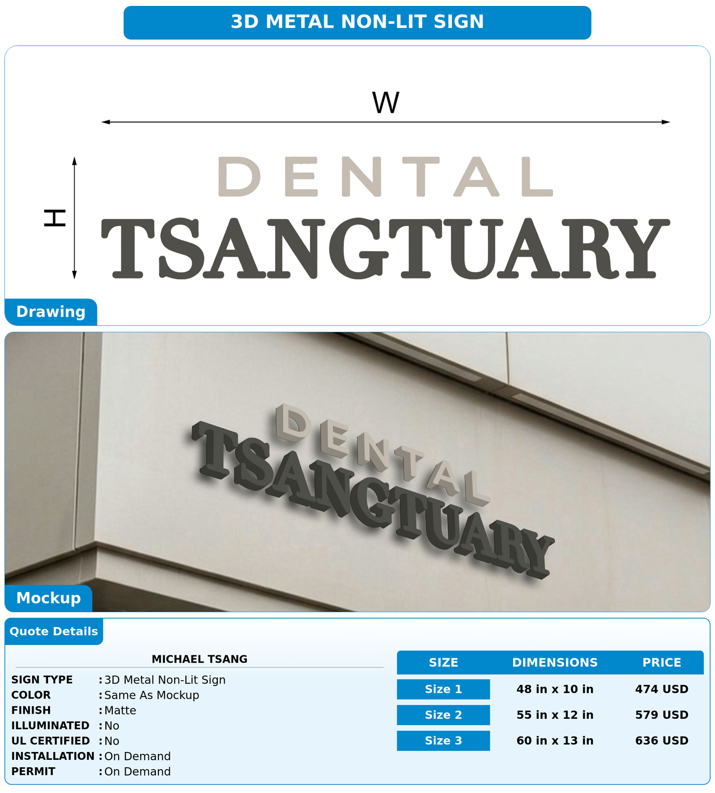 CUSTOM MOCKUP SIGN FOR Michael Tsang