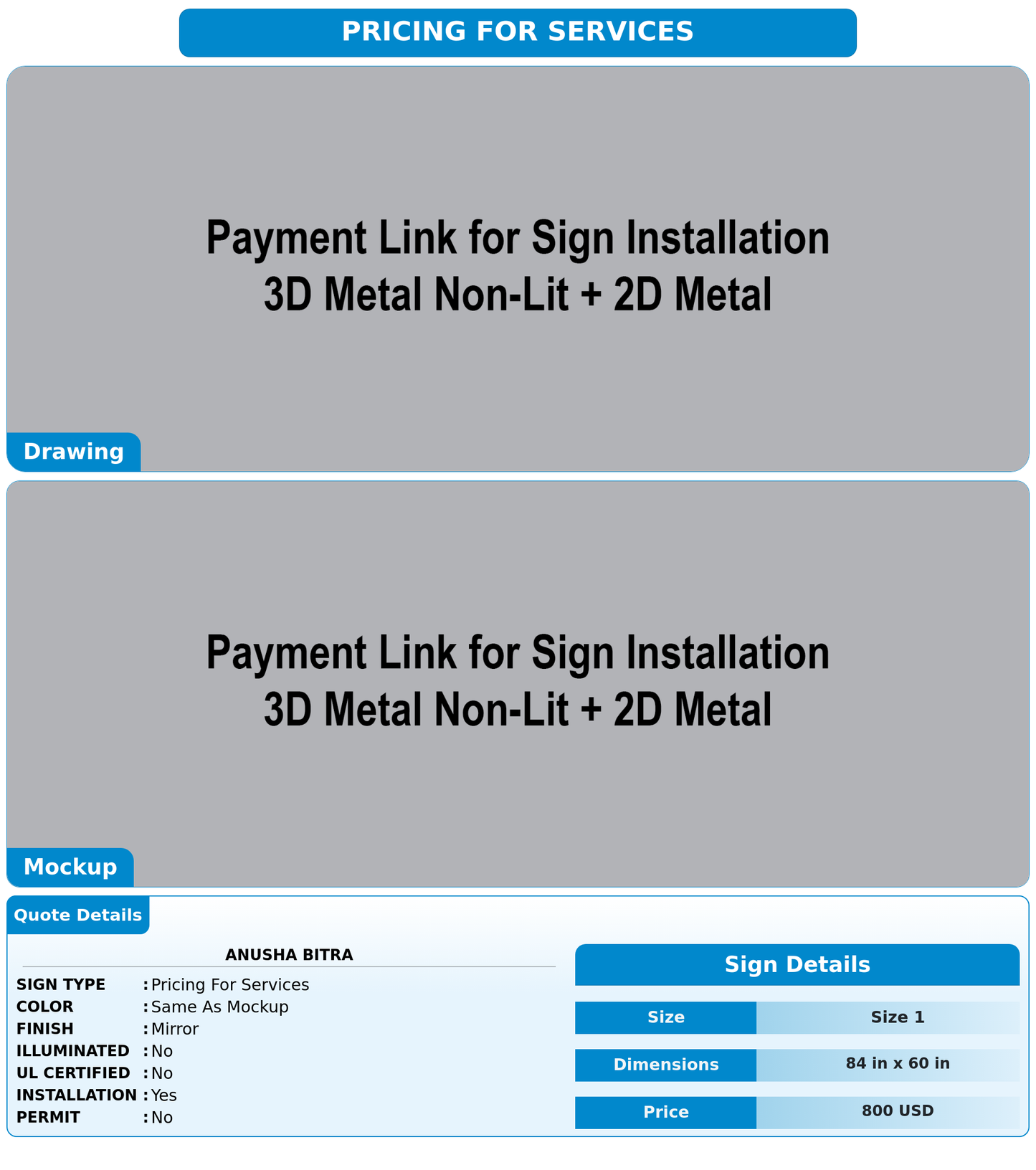 CUSTOM MOCKUP SIGN FOR Anusha Bitra