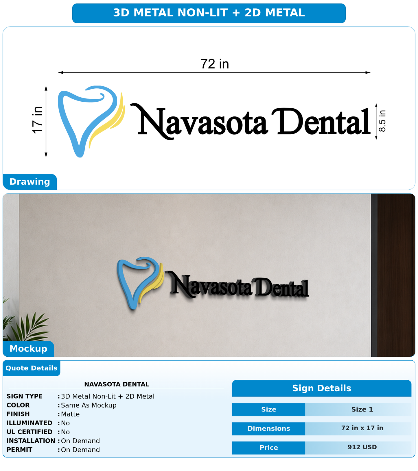 CUSTOM MOCKUP SIGN FOR Navasota Dental