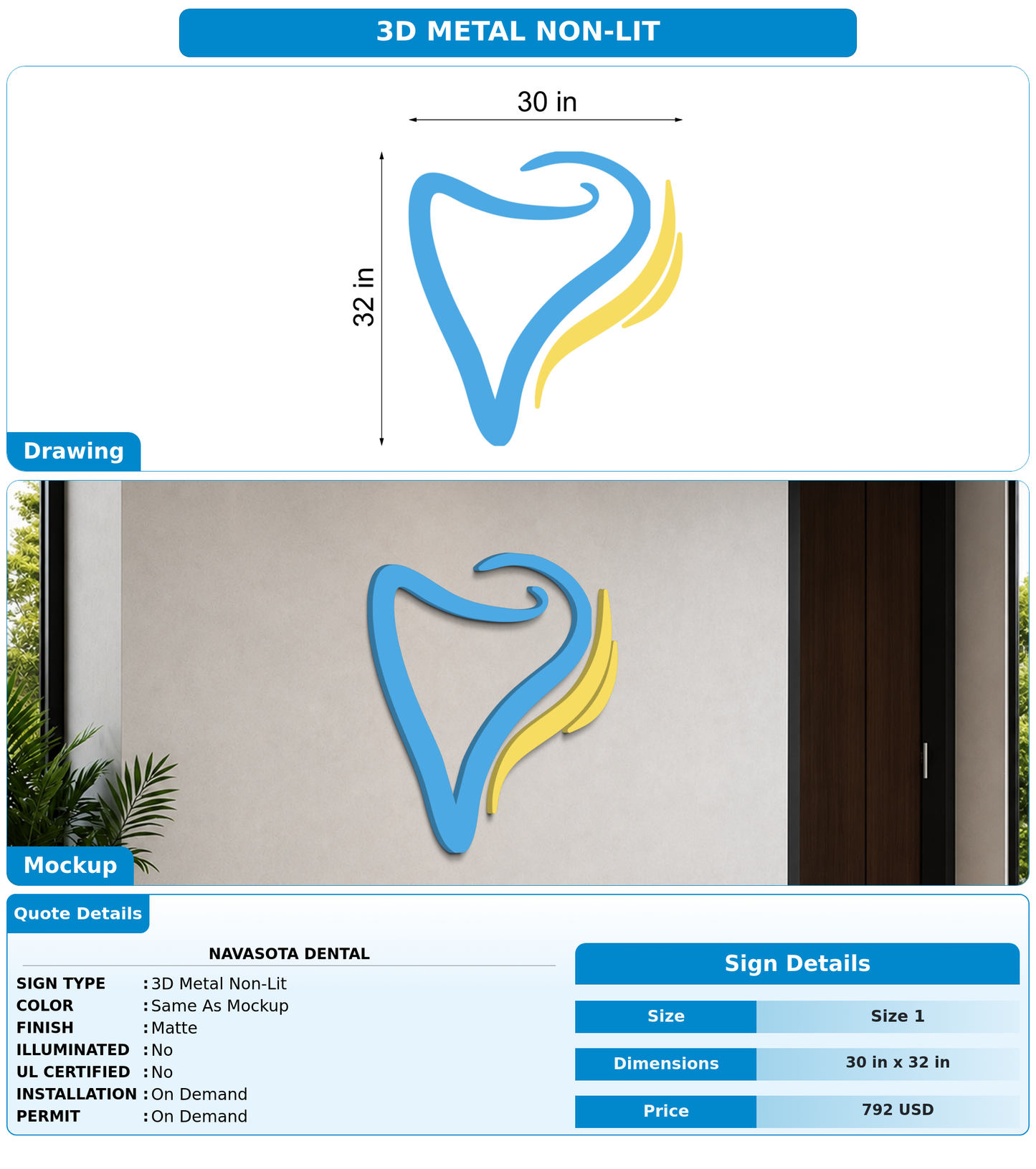 CUSTOM MOCKUP SIGN FOR Navasota Dental