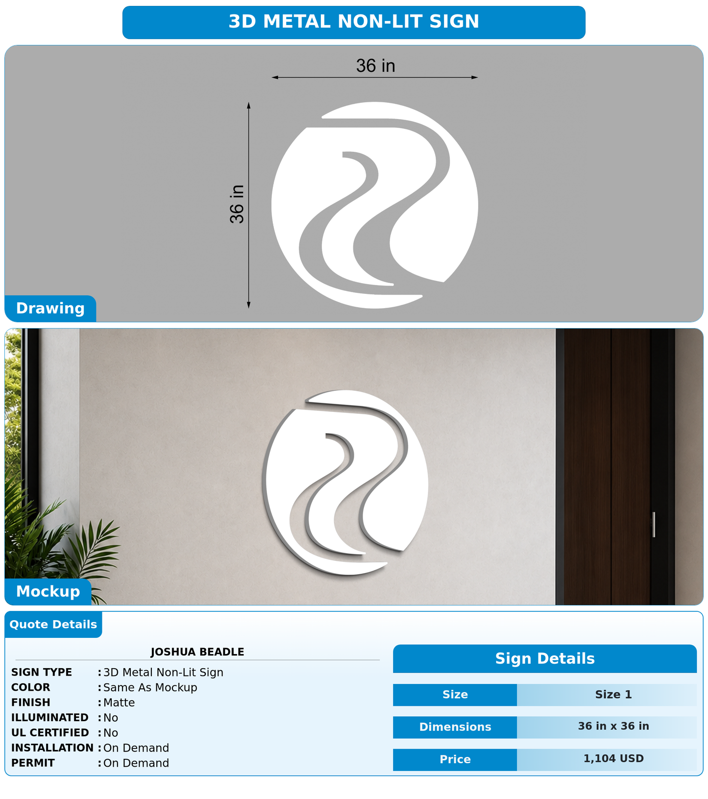 CUSTOM MOCKUP SIGN FOR Joshua Beadle