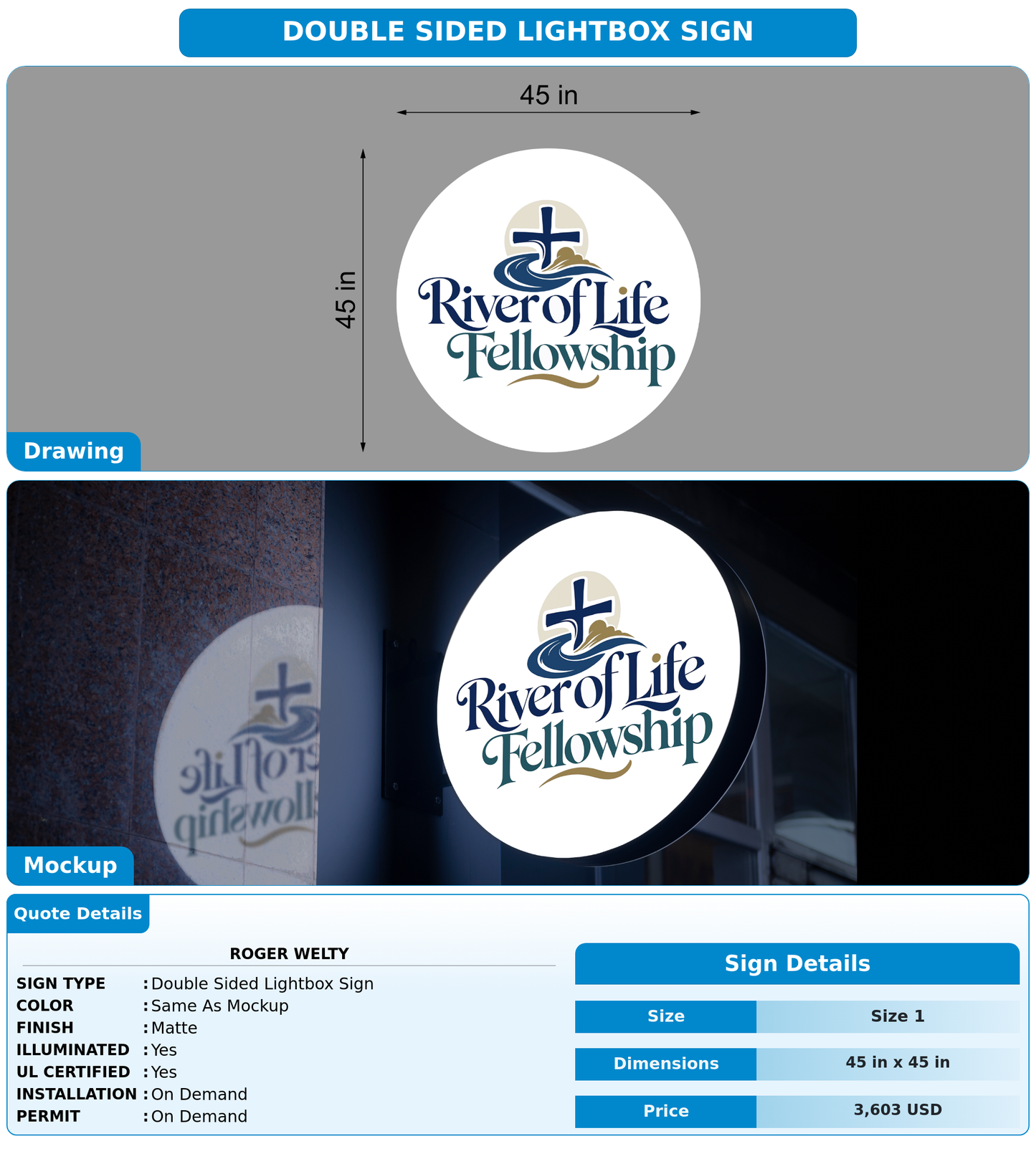 CUSTOM MOCKUP SIGN FOR Roger Welty