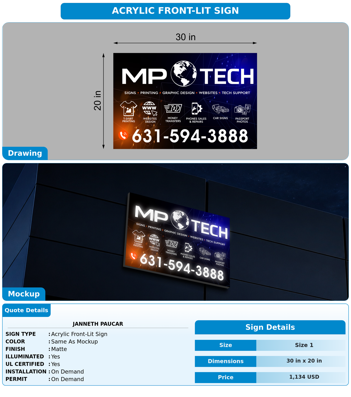 CUSTOM MOCKUP SIGN FOR JANNETH PAUCAR