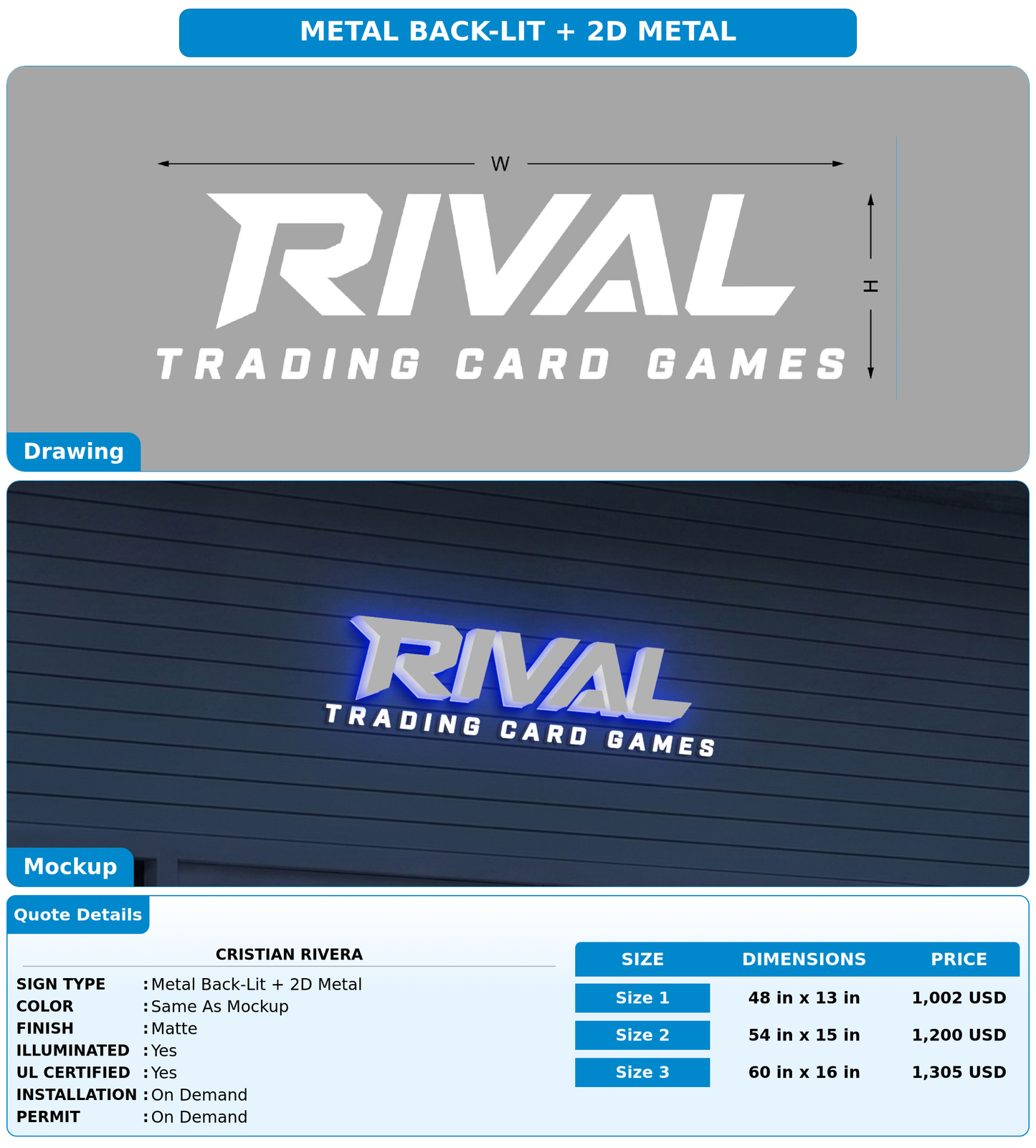 CUSTOM MOCKUP SIGN FOR Cristian Rivera